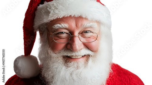 Cheerful Santa Claus Portrait Isolated on White Background