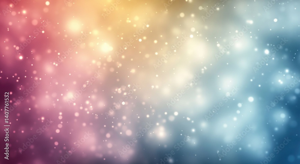 Abstract Bokeh Lights on Blue Grey Background with Dreamy Pastel Colors and Soft Focus