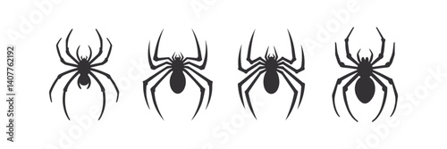 Black And White spider Vector Illustration Silhouettes.