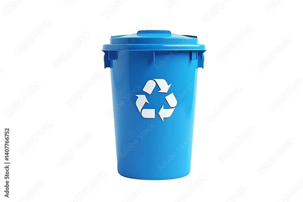 Blue Recycling Bin Eco Friendly Design 3D Render Blue Recycling Bin Eco Friendly Design 3D Render