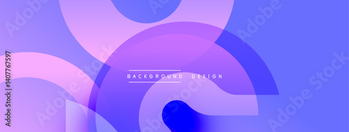 Abstract composition featuring overlapping circular shapes. Gradient hues transition from purple to blue creating modern visual effect. Minimalist design suitable for backgrounds.