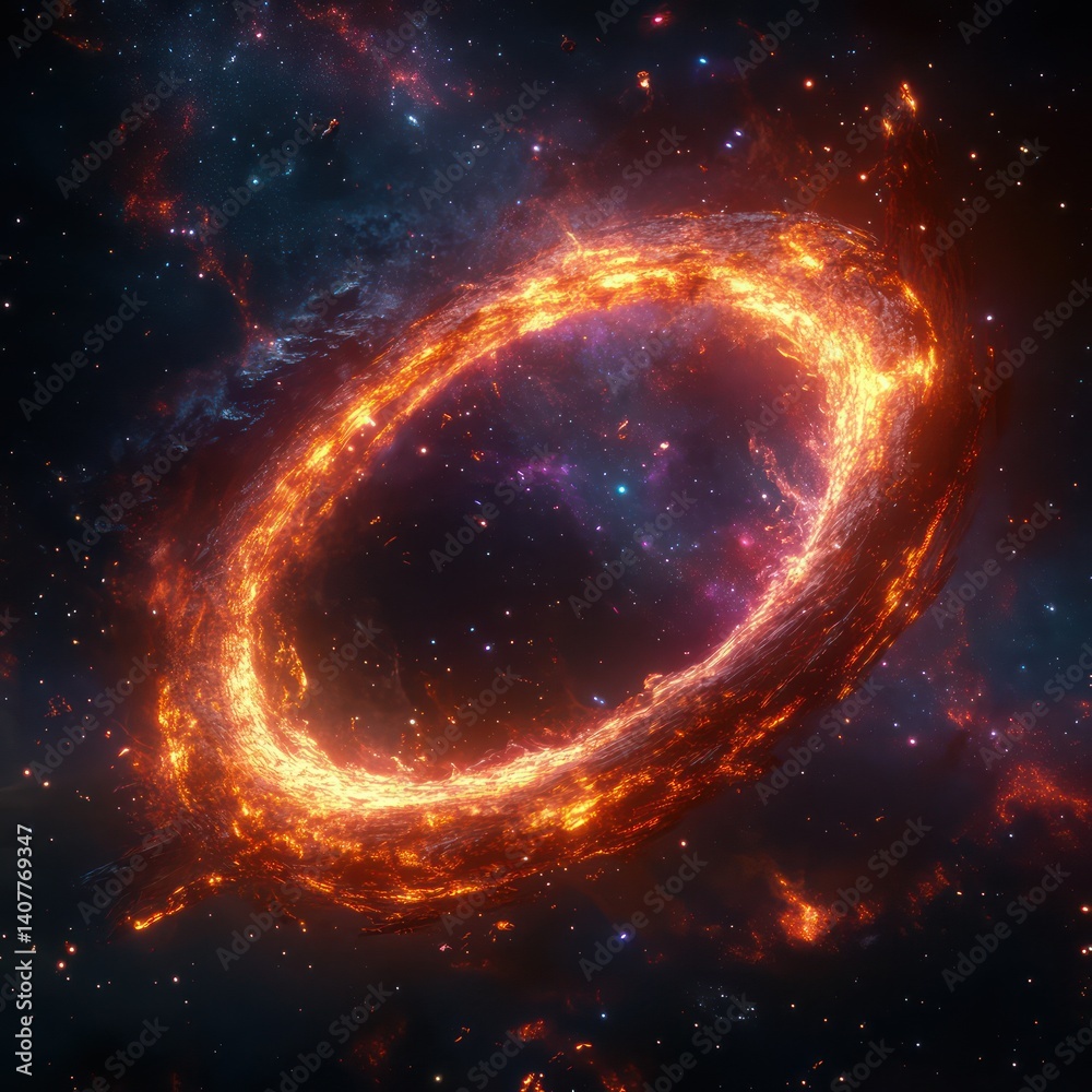 Obraz premium Fiery ring in space