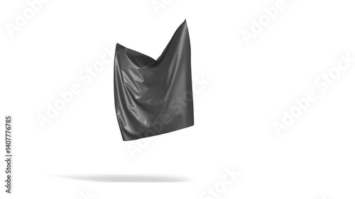 Black leather material sheet hanging no gravity, 4k