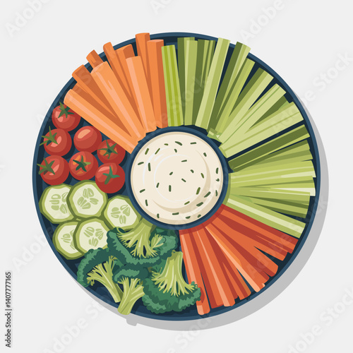 Colorful Crudité Platter with Hummus Dip