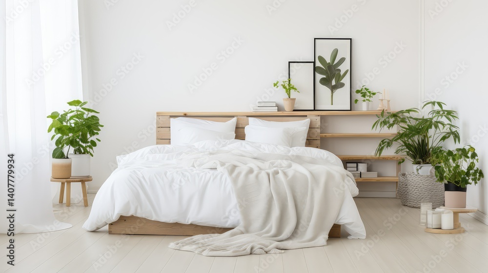 Fototapeta premium bed white plank floor