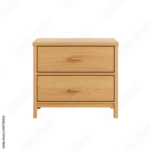 Modern Two-Drawer Oak Wood Chest of Drawers