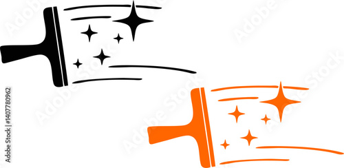 Window Washing Cleaning Squeegee logo Icon