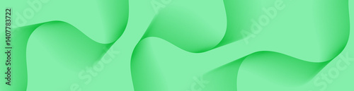 Abstract background with lines and waves. Web banner size. Element for design isolated. Vector background for brochure, booklet, flyer, poster. Green gradient. Nature, eco, vegan