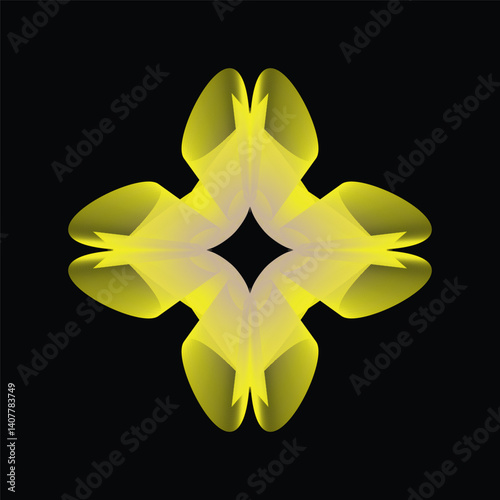 Abstract Glowing Yellow Petal Design with Symmetry