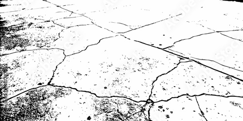  tile floor grunge black and white cracks or dust textured  white background.