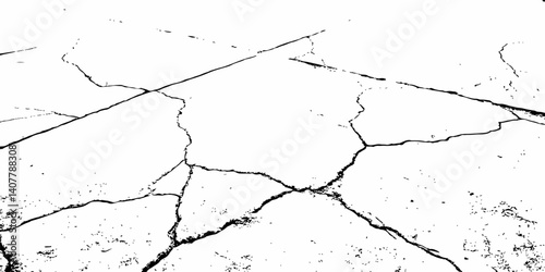  tile floor grunge black and white cracks or dust textured  white background.
