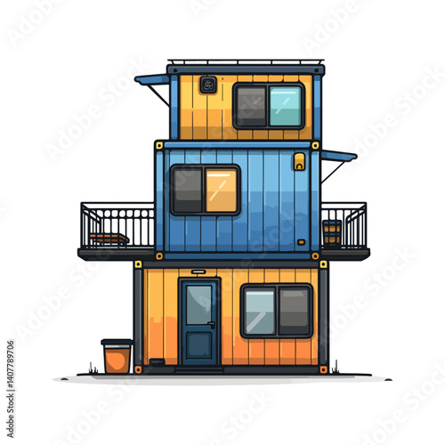 Modern Shipping Container Home Design Three-Story Stacked Architecture