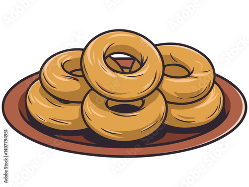 picarones pumpkin donuts peruvian dessert isolated vector illustration on white background