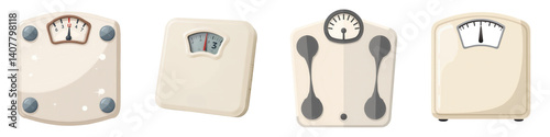 Set of Analog Bathroom Scales Illustration