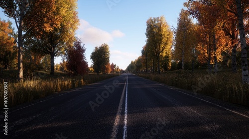 Autumn road through colorful forest