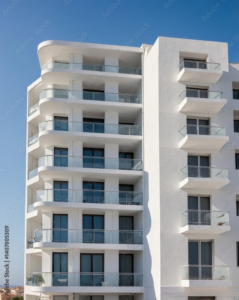 White Minimalist Apartment Building on Mediterranean Coast White Minimalist Apartment Building on Mediterranean Coast