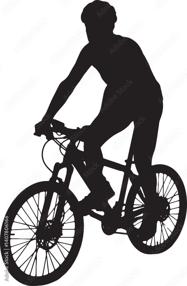 Obraz premium vector; silhouette of man riding a bicycle