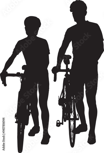   vector; silhouette of  man riding a bicycle