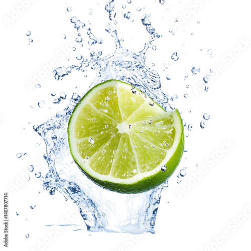 Lime stack with half slice falling png