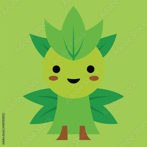 A green apple tree vector illustration with eco leaves and floral spring design