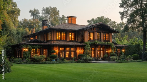a large house with a large yard and a tree in the background