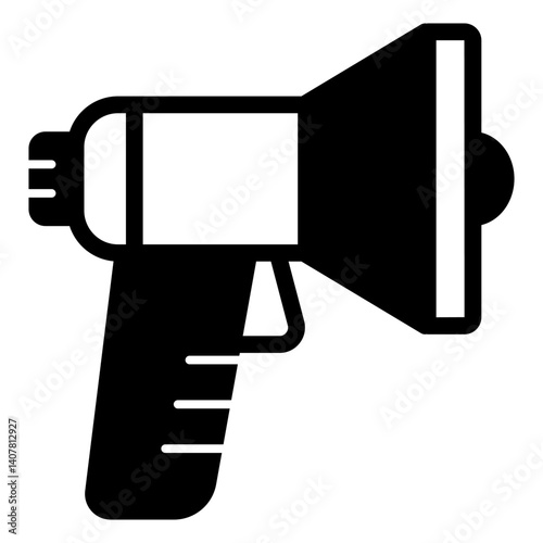 Electric loudspeaker solid icon, voice amplifier tool concept. Vector graphics. Megaphone horn sign on white background, glyph style mobile or design.