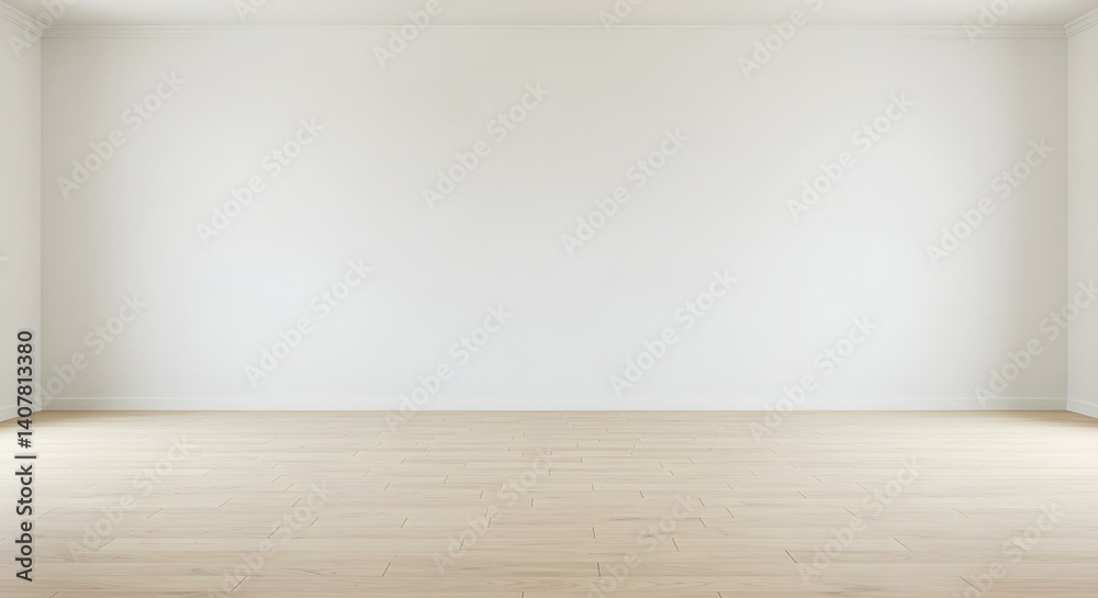 A minimalist and spacious empty room with white walls and a wooden floor, ideal for various applications. A minimalist and spacious empty room with white walls and a wooden floor, ideal for various applications.