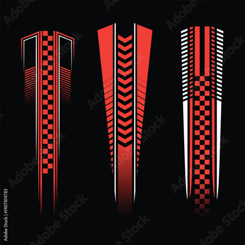 Angled red checkered patterns vertical