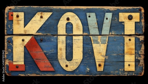 Vintage Aged Blind Date Sign on Distressed Wood for Romantic Dinner