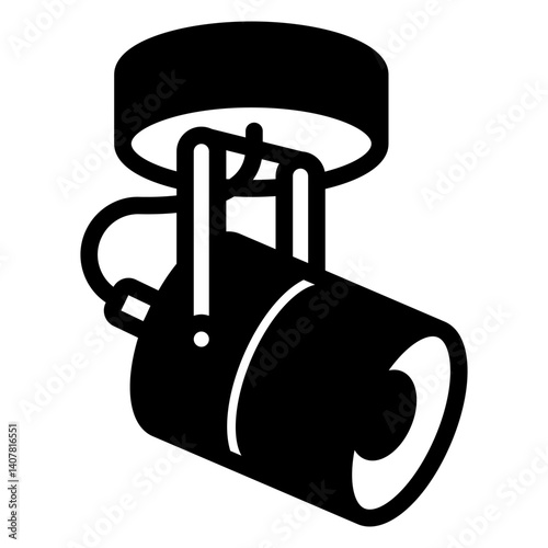 Ceiling lamp solid icon, exhibition lights concept. Vector graphics. Lamp with light bulb, floodlight sign on white background, glyph style mobile or design.