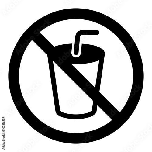 Drinks ban solid icon, beverages prohibited concept. Vector graphics. Coffee cup, drink sign on white background, glyph style mobile or design.