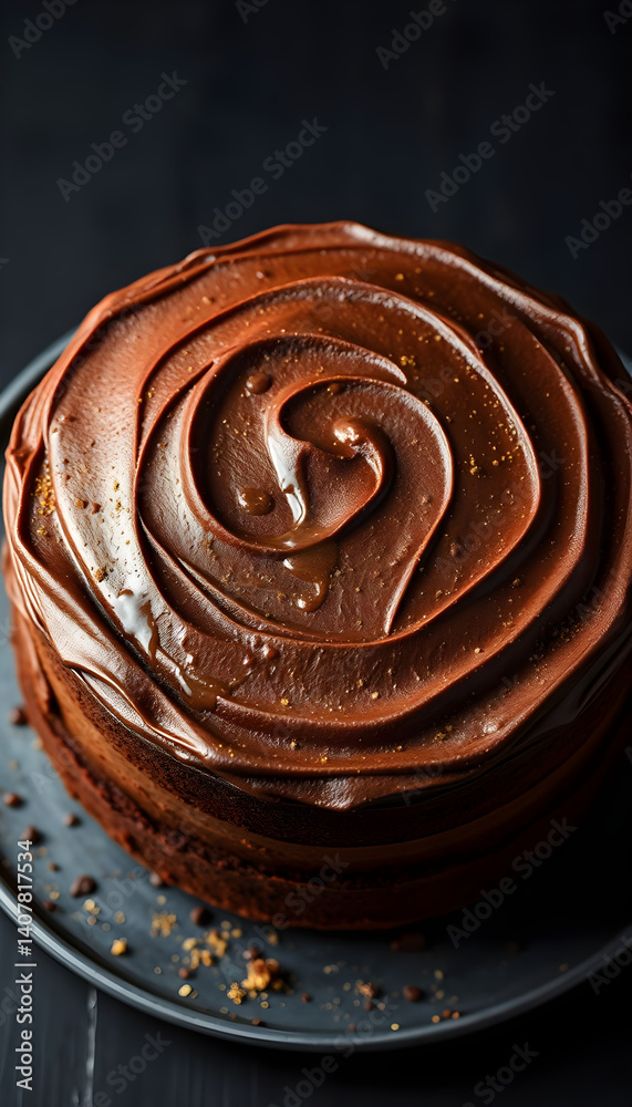 chocolate cake with chocolate frosting on a plate chocolate cake with chocolate frosting on a plate