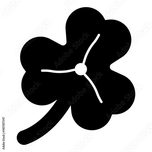 Trefoil leaf clover solid icon, saint patrick holiday concept. Vector graphics. Leaf with three pestle, clover sign on white background, glyph style mobile or design.