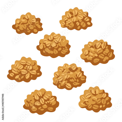 set of granola clusters vector illustration isolated