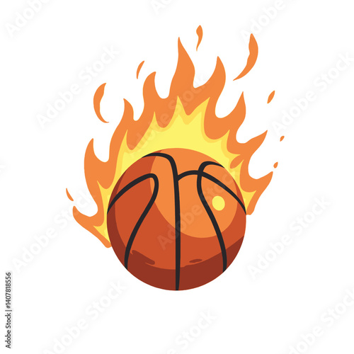 Flaming-Basketball-Cartoon-Illustration-Hot-Game
