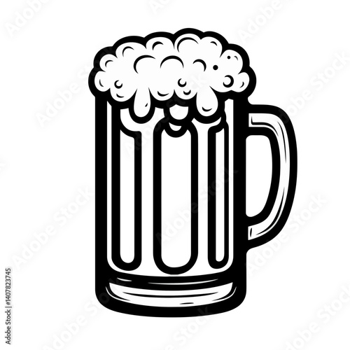 Beer mug icon in simple line art style perfect for beverage-related designs and illustrations