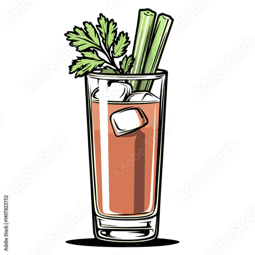 Icon representation of a bloody mary cocktail featuring celery and parsley