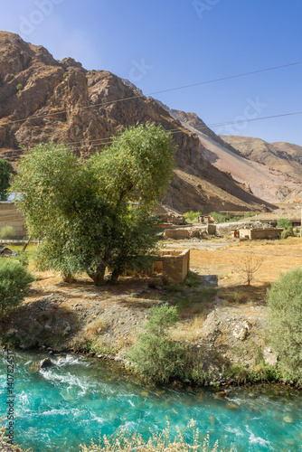 Colorful river in the Fann Mountains,  Tajikistan