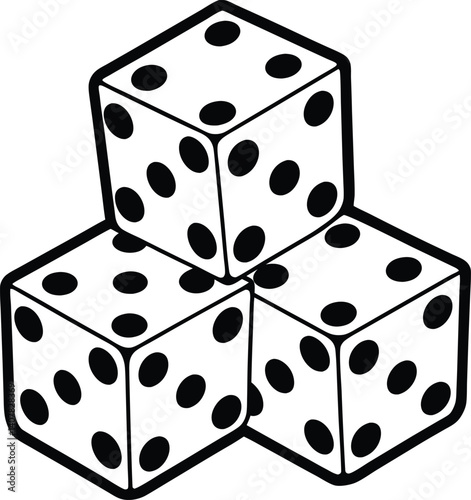 Three Dice Stacked in a Geometric Arrangement