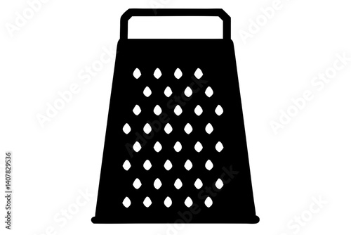 Grater Illustration In Silhouette Style, Kitchen Utensil Vector Design For Cooking Related Projects, Monochrome Icon, grater, kitchen, utensil, food, cooking, vector, icon, silhouette, black, white