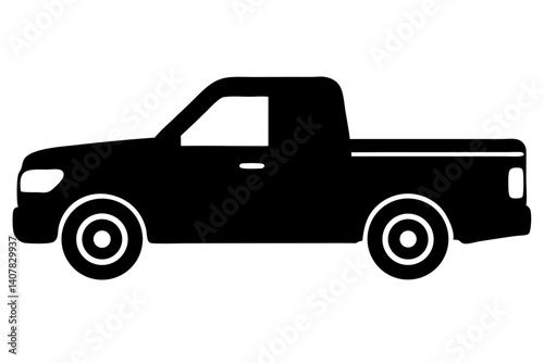 Silhouette Vector Illustration Of A Modern Pickup Truck With Clean Lines And Bold Graphics Ready For Use, truck, pickup truck, vehicle, car, transportation, automobile, automotive, silhouette, vector