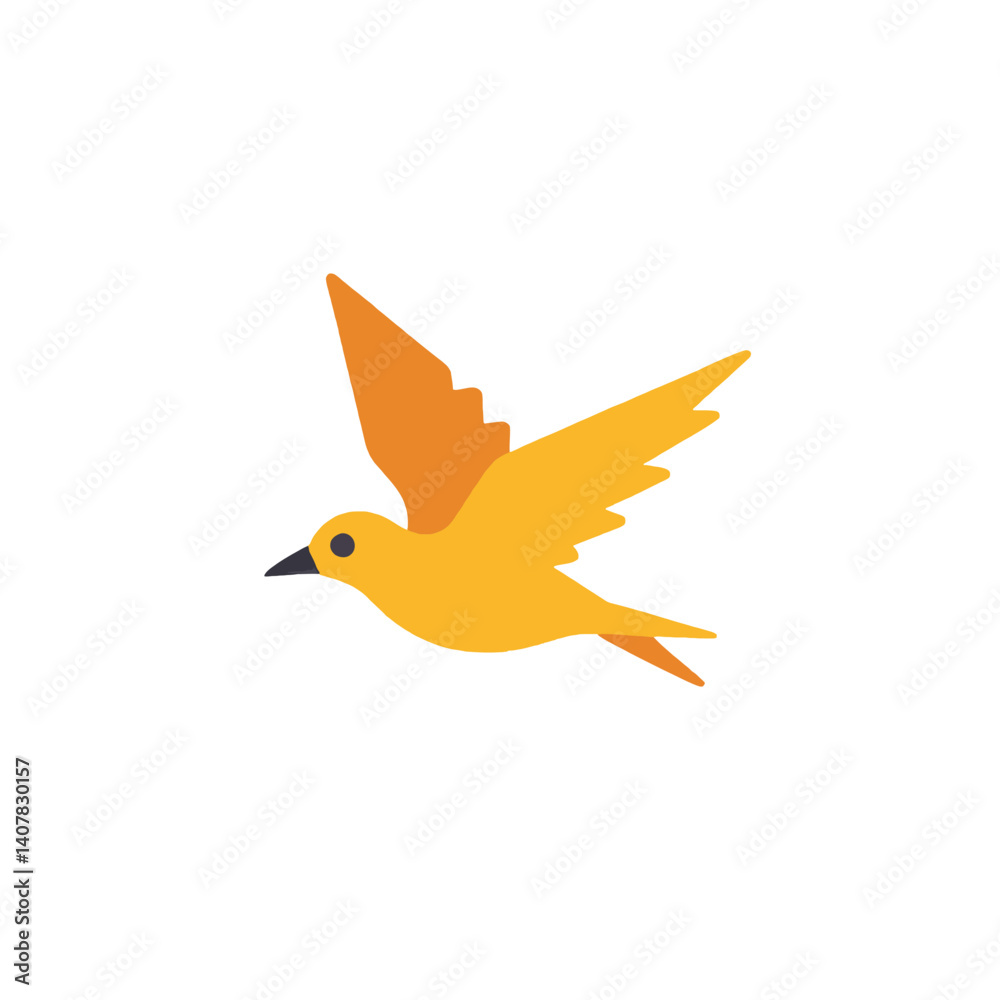 Obraz premium Yellow-bird-in-flight-with-orange-wing_and_tail