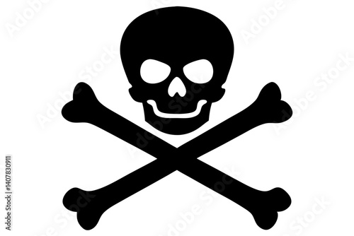 Silhouette Of Skull And Crossbones Symbolizing Danger Or Pirate Flags On Isolated White Background Simple Vector Graphic For Graphic Design, skull, crossbones, pirate, danger, death, symbol, bones