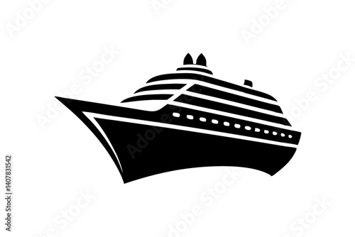 Cruise Ship Vector Icon Isolated For Marine Travel And Nautical Transport In Simple Black Silhouette Style, cruise ship, ship, cruise, travel, sea, boat, ocean, vector, icon, transportation, maritime