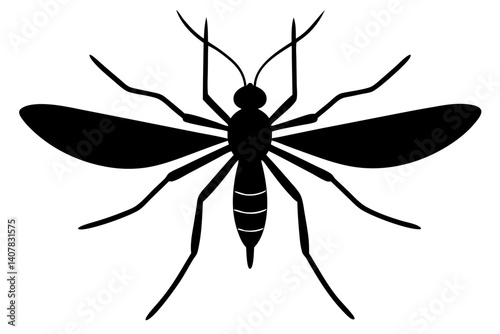 Mosquito Insect Black Silhouette Vector Illustration For Design And Creative Projects Dangerous Virus Carrier Zika Malaria Dengue Fever, mosquito, insect, black, silhouette, vector, illustration