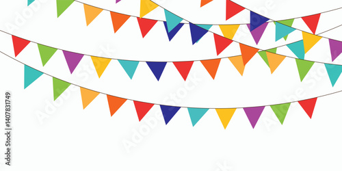 Carnival garland with flags. Decorative colorful party pennants for birthday celebration, festival and fair decoration. modern eps10.