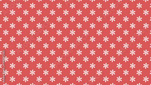 An illustrated light pink background featuring a diagonal pattern of semi-transparent white flowers. Wallpaper. Vintage, retro concepts.