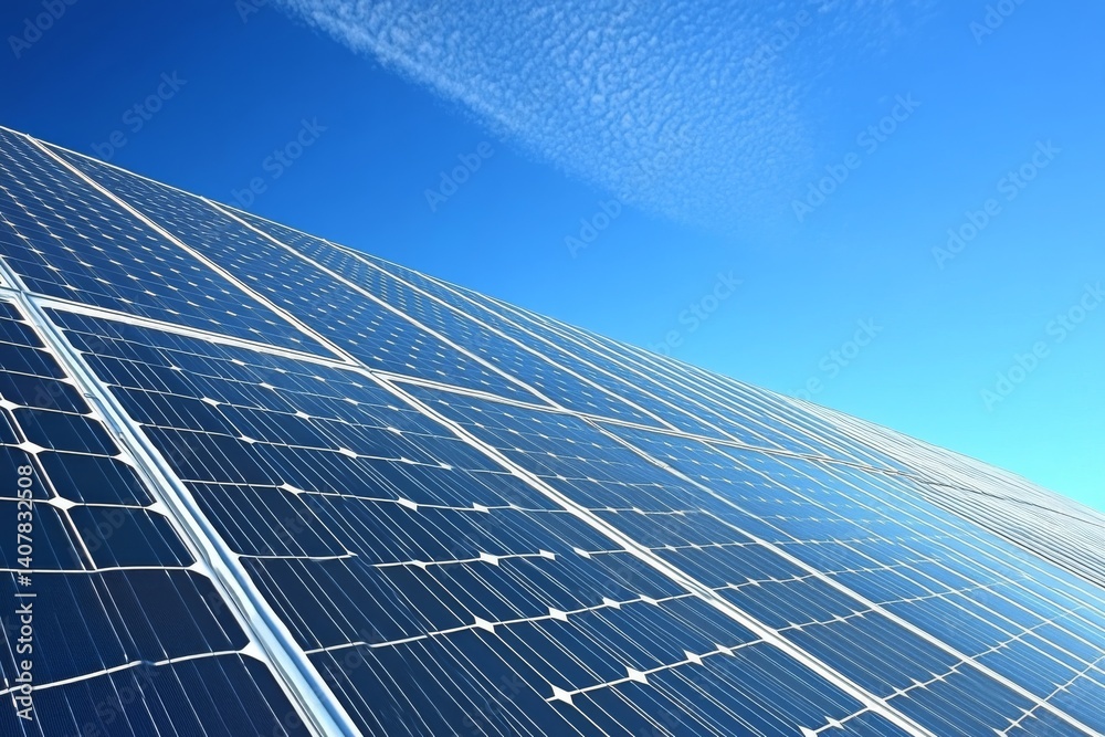 Solar panels capture sunlight for energy. The innovative technology helps in reducing carbon footprints and promotes sustainability. A modern solution to energy needs. AI
