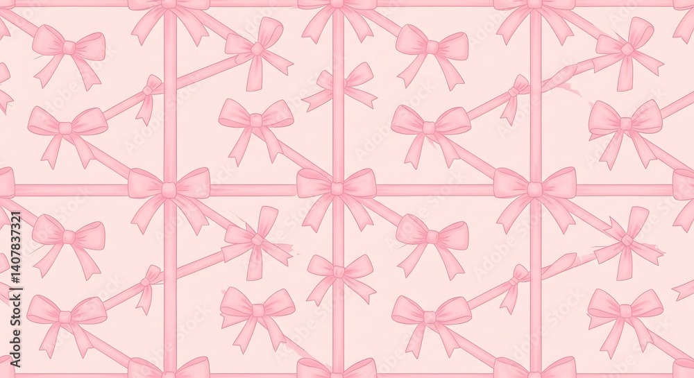 Pink Bow Seamless Pattern: Delicate Pastel Design AI Generated Pink Bow Seamless Pattern: Delicate Pastel Design AI Generated