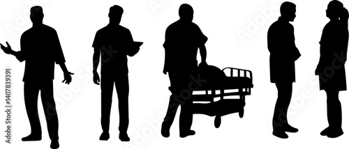 doctors silhouette on white background vector